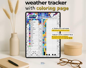 Digital Weather Tracker | Templates with Coloring Pages and Blank Versions, Pre-Filled & Blank Index for iPad, Android Tablet PDF
