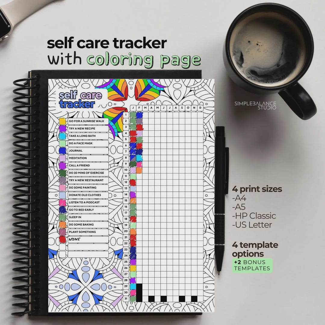 Self Care Tracker Printable, Daily Wellness Journal, Mental Health ...