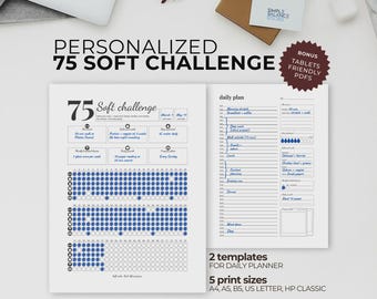 75 Soft Challenge | Printable Flexible Habit Tracker | A4, A5, B5, US Letter, HP Classic