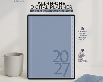 Agenda digital 2027 / Cuaderno todo en uno con fechas para tabletas iPad, Android y Windows.