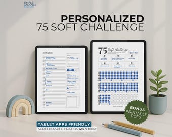 75 Soft Challenge, Digital Tracker, Daily Habit Journal, Realistic 75 Hard Alternative, Planner for iPad and Android Tablets