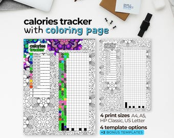 Calories Tracker| Printable Weight Loss | Health Journal Log | Yearly Fitness Planner Page | Year In Review | A4, A5, US Letter, HP Classic