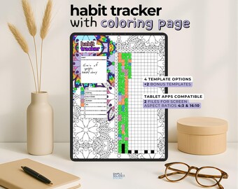 Digital Habit Tracker | Templates with Coloring Pages and Blank Versions, Pre-Filled & Blank Index for iPad, Android Tablet PDF