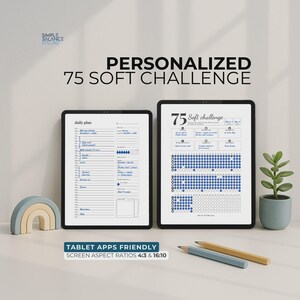 75 Soft Challenge Tracker, diario digitale delle abitudini quotidiane, alternativa realistica a 75 sfide impegnative, agenda Goodnotes per iPad e tablet Android