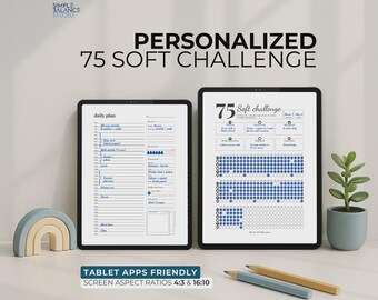 75 Soft Challenge Tracker, Digital Daily Habit Journal, Realistic 75 Hard Alternative, Goodnotes Planner for iPad and Android Tablets