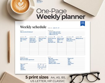 Planificador semanal minimalista imprimible, diario con seguimiento diario y prioridades (descarga digital)