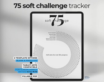 75 Soft Challenge / Rastreador digital de hábitos diarios para iPad, Android y tabletas Windows (75 Hard Challenge)