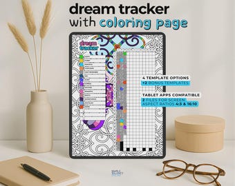 Dream Tracker Digital, Sleep Patterns, Mental Health Journal, Planner for iPad and Android Tablets