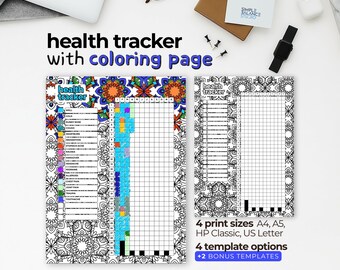 Health Tracker | Printable Bullet Journal | Symptom & Wellness Log | Yearly Planner Page | Year In Review | A4, A5, US Letter, HP Classic