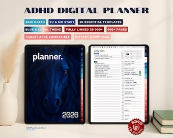 ADHD Digital Planner 2026 | Dated Tablet Notebook (Digital Download)