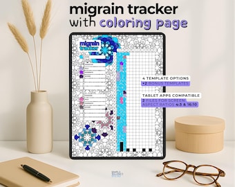 Digital Migraine Tracker for iPad and Tablets | Bullet Journal | Headache Tracker | Symptom Log | Yearly Health Planner Page