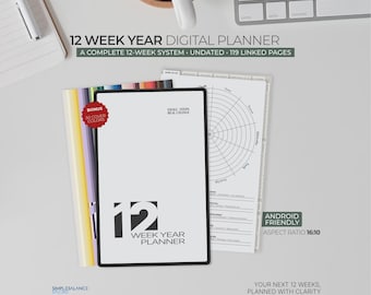 12 Week Year Digital Planner for Android, ADHD Digital Journal | Penly, Noteshelf & Flexcil and