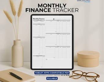 Monthly Finance Tracker Digital, Planner for Budget, Expense and Debt Tracker (iPad and Android Tablets)