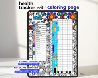 Digital Health Tracker for iPad and Tablets | Bullet Journal | Symptom & Wellness Log | Yearly Planner Page | Year In Review