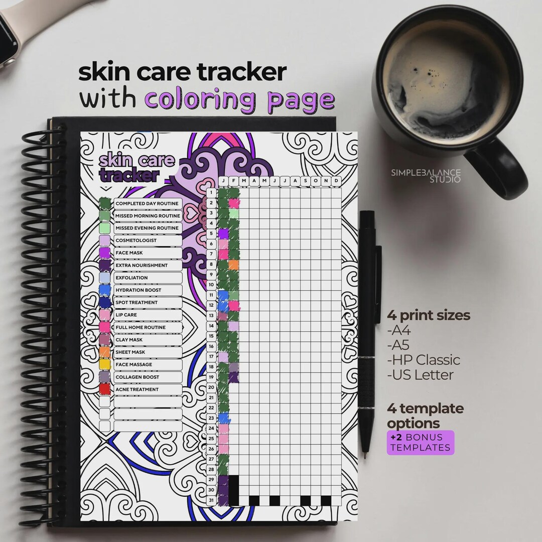 Skin Care Tracker Printable, Beauty Routine Log, Daily Skincare Journal ...