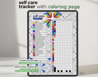 Self Care Tracker Printable, Daily Wellness Journal, Mental Health Journal, Planner for iPad and Android Tablets
