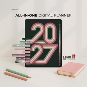 2027 Digital Planner for iPad & Android | Fully Hyperlinked All-in-One Dated Agenda with 38k Links | Life Organizer, GoodNotes PDF