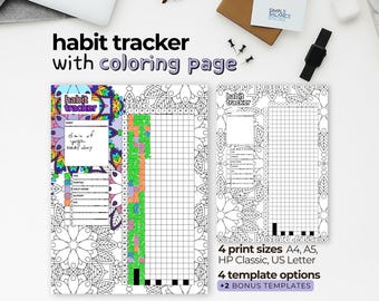 Printable Habit Tracker | Templates with Coloring Pages and Blank Versions, Pre-Filled & Blank Index
