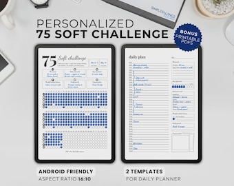 75 Soft Challenge, Digital Tracker for Android Tablet, PDF compatible with Xodo Adobe Acrobat Foxit