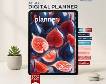 2026 ADHD Digital Planner | Tablet Notebook with Stickers (PDF)