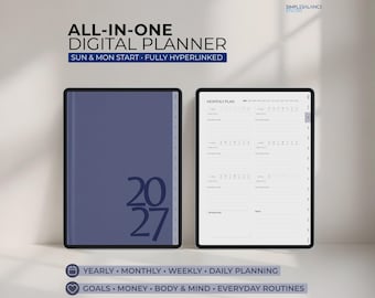 Agenda digital 2027 / Cuaderno todo en uno con fechas para tabletas iPad, Android y Windows.