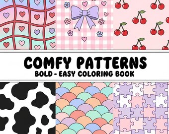 Mindful Patterns Coloring Book, Bold Easy Pages (Digital Download)