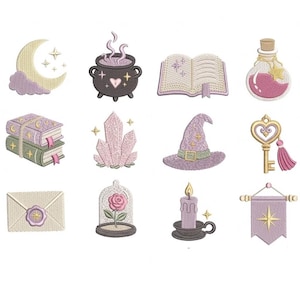 Romantasy Bookish Embroidery Design Bundle, Fantasy Reader Icons (Digital Download)