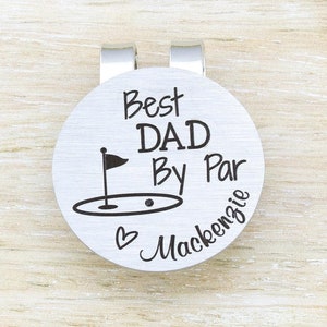 Golf Ball Marker Hat Clip, Personalized Golf Gifts for Men, Dad Birthday Gift from Daughter, Best Dad by Par