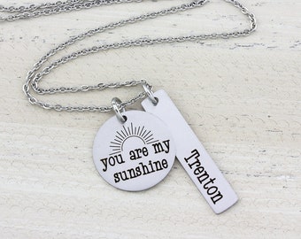 You Are My Sunshine Necklace, New Mom Necklace, Kids Name Necklace, Personalized Necklace, Birthday Gift, Gift for Mom