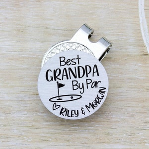 Grandpa Gift Best Grandpa By Par, Personalized Golf Ball Marker Hat Clip, Golf Gifts for Men, Holiday Present for Grandpa