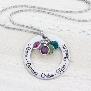 Custom Name Necklace, Mother Necklace with Kids Names, Personalized Necklace with Birthstones, Mom Necklace, Mothers Day, Personalized Gift image 1