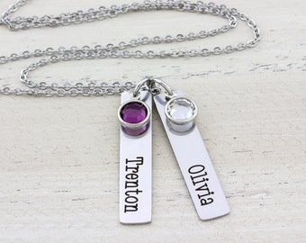 Personalized Bar Necklace, Custom Name Necklace, Engraved Necklace, Mothers Necklace, Birthday Gift, Mom Gift