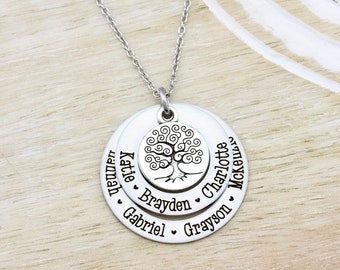 Family Necklace, Circle Name Necklace, Family Tree, Grandmother Necklace, Mothers Day Gift, Grandma Gift