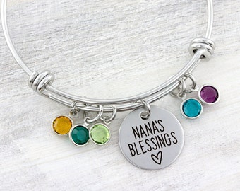 Grandma Bracelet, Birthstone Bracelet, Personalized Bracelet, Mothers Day Bracelet, Custom Engraved Bracelet, Mothers Day Gift, Grandma Gift