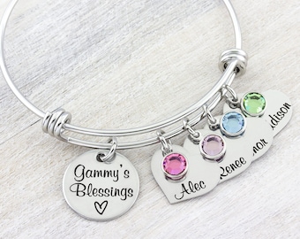 Custom Engraved Bracelet, Grandma Charm Bracelet, Name Bracelet, Personalized Gift for Nana, Grandma Gift, Birthday Gift