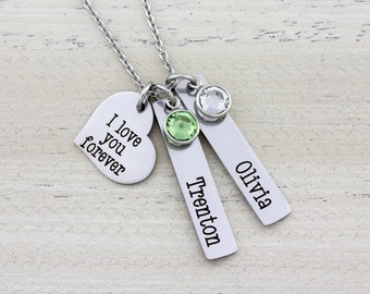 Love You Forever Necklace, Family Name Necklace, Mom Necklace with Kids Names, Mothers Day Necklace, Mothers Day Gift, Mom Gift