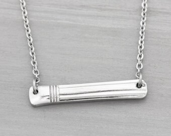 Coronation Silverware Jewelry - Spoon Necklace - Silverware Bar Necklace - Horizontal Spoon Pendant