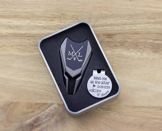 Custom Golf Ball Marker Divot Tool Set Personalized Wedding Gift for Groom from Bride, Golf Gifts for Men,