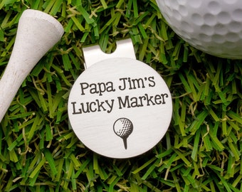 Personalized Golf Gifts for Men - Papa's Lucky Marker - Custom Golf Ball Marker Birthday Gift for Grandpa - Engraved Golfer Gift for Him