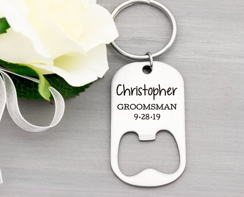 Key Chain Wedding Favor Custom Gifts for Wedding Party Personalized Key Chain Engraved Bottle Opener Keychain Gift for Groomsmen
