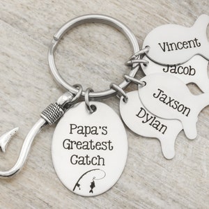 Personalized Fishing Gifts for Men - Fishing Hook Key Chain for Dad Grandpa - Personalized Fish Keychain- Fathers Day Gift - Fisherman Gift