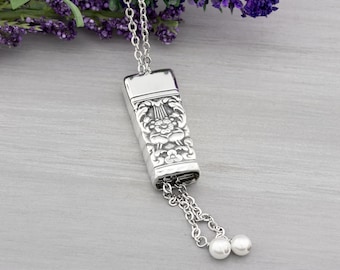 1936 Coronation Silverware Pendant Necklace: Adjustable Spoon Jewelry