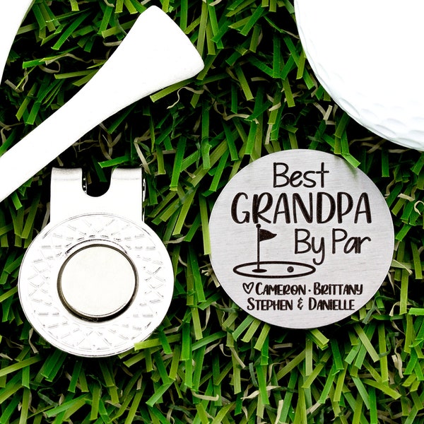 Grandpa Gift Personalized Best Grandpa By Par, Golf Ball Marker Hat Clip, Gift Idea for Him, Golf Gifts for Men, Christmas Gift for Grandpa
