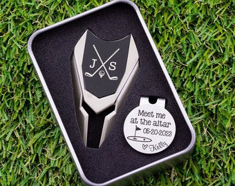 Custom Golf Ball Marker, Personalized Divot Tool, Golf Gift Set, Wedding Gift for Groom from Bride, Golf Gifts for Men, Golfer Gift