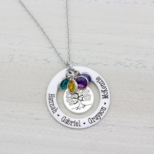 Mom Necklace, Necklace with Name, Family Birthstone Necklace, Personalized Necklace, Mothers Day Family Tree, Mothers Day Gift from Son