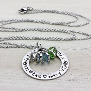 Custom Name Necklace, Mother Necklace with Kids Names, Personalized Necklace with Birthstones, Mom Necklace, Mothers Day, Personalized Gift image 2