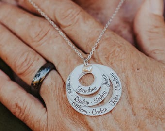 Custom Engraved Grandma Necklace With Grandkids Names