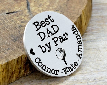 Golf Ball Marker, Pocket Token, Personalized Gift, Best Dad by Par, Fathers Day, Golf Gifts for Men, Personalized Gifts for Dad