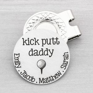 Golf Ball Marker for Dad, Personalized Gifts for Dad, Golf Gifts for Men, Fathers Day Gift from Kids, Dad Gift, Golf Marker with Hat Clip