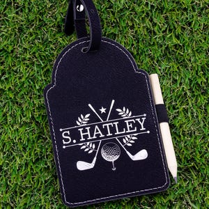 Golf Bag Tag Personalized Golf Cart Accessories Tee Holder, Custom Golf Gifts for Men, Fathers Day Gift for Dad